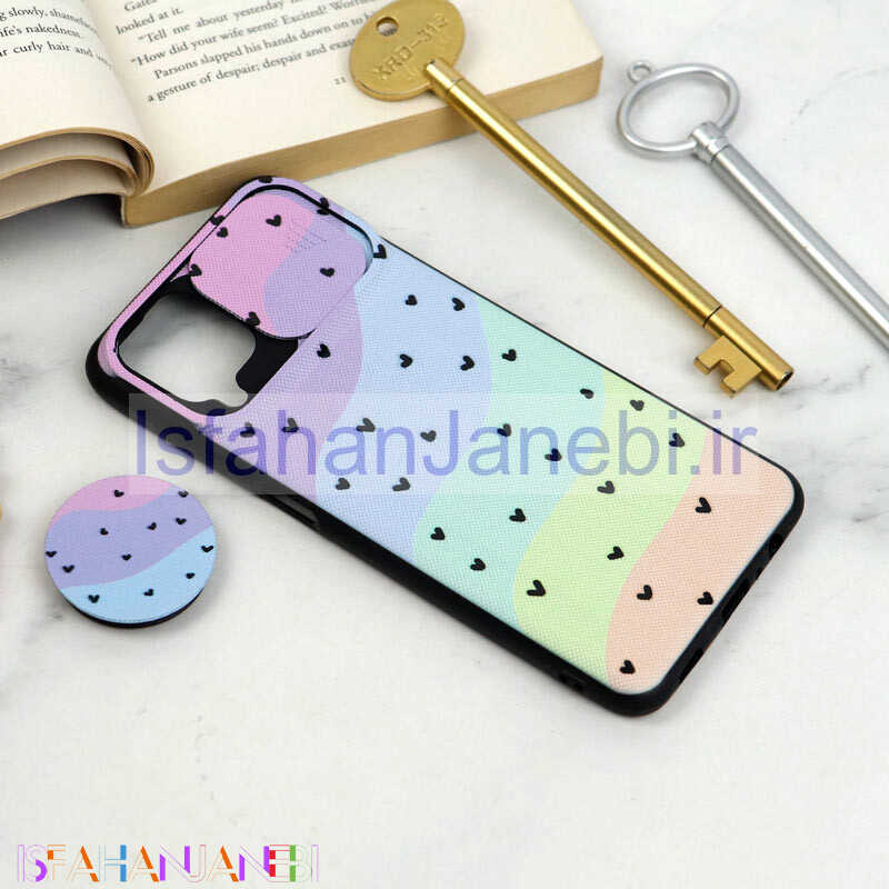 اصفهان جانبی-قاب طرحدار محافظ لنزدار کشویی + پاپ سوکت Samsung Galaxy A12 سری D