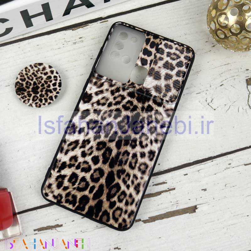 اصفهان جانبی-قاب طرحدار محافظ لنزدار کشویی + پاپ سوکت طرح پلنگی سامسونگ A21s سری B