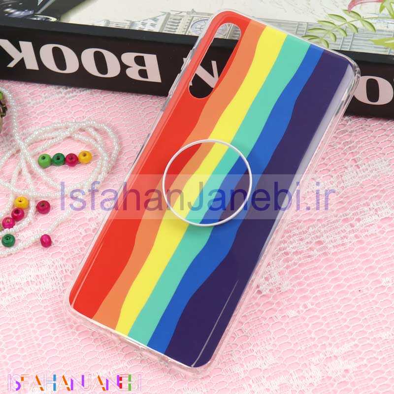 اصفهان جانبی-قاب سوپر IMD دور شفاف پاپ سوکت دار Samsung A30s / A50s رنگین کمانی