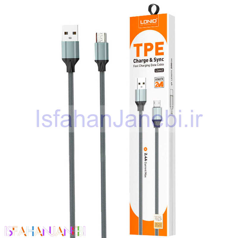 اصفهان جانبی-کابل فست شارژ میکرو یو اس بی LDNIO LS442 2.4A 2M