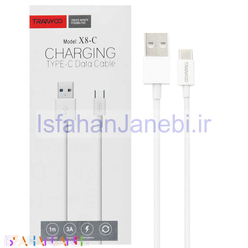اصفهان جانبی-کابل فست شارژ Tranyoo X8-C Type-C 3A 1m