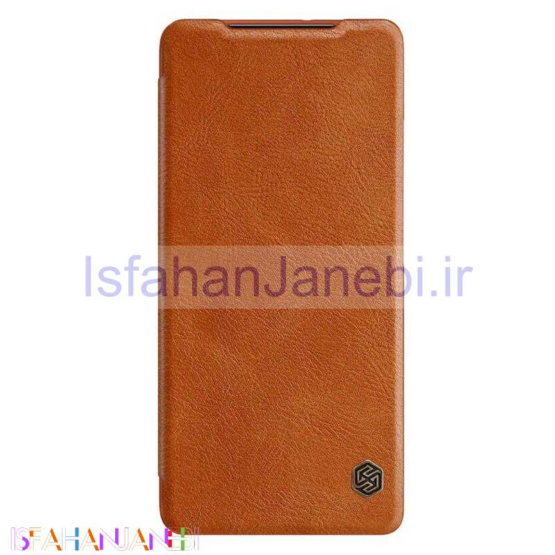 اصفهان جانبی-کیف چرمی اورجینال QIN نیلکین Samsung Galaxy S21 Ultra قهوه ای