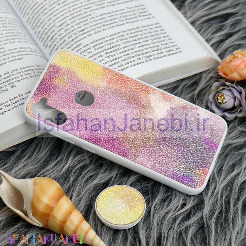 اصفهان جانبی-قاب چرمی هولوگرامی پاپ سوکت دار Samsung Galaxy A11 سفید