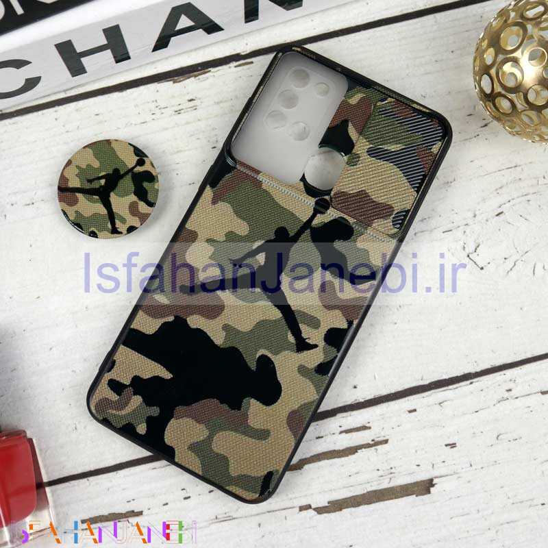 اصفهان جانبی-قاب طرحدار محافظ لنزدار کشویی + پاپ سوکت طرح ارتشی سامسونگ A21s سری B