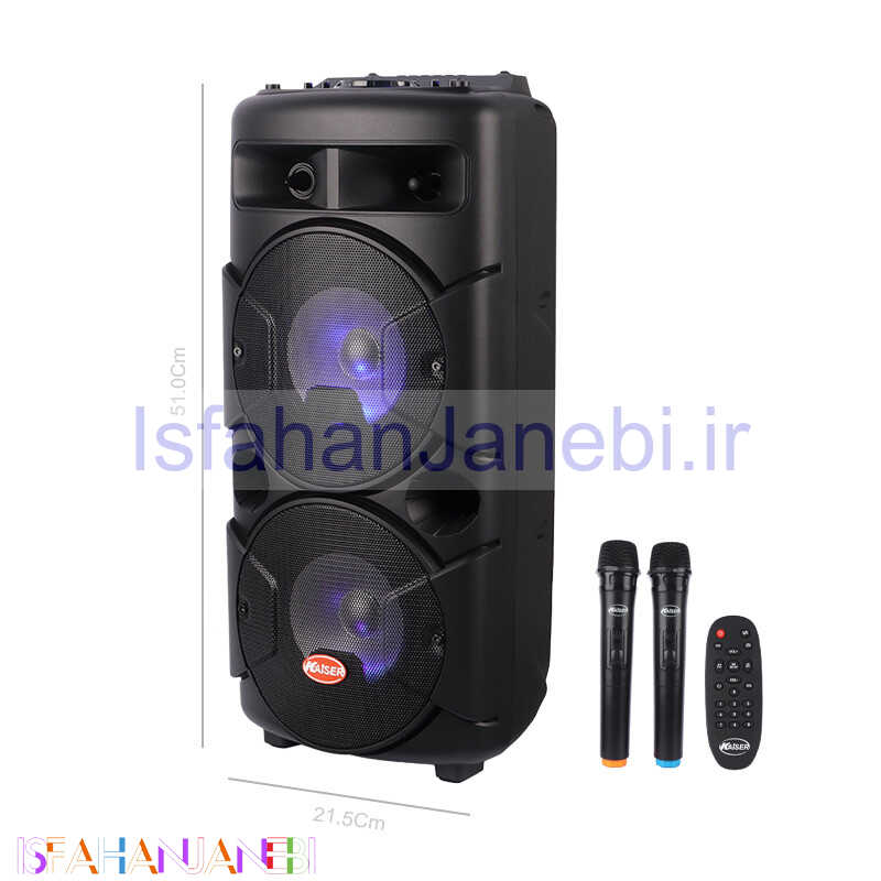 اصفهان جانبی-اسپیکر چمدانی بلوتوثی رم و فلش خور Kaiser K-5200 + میکروفون و ریموت کنترل