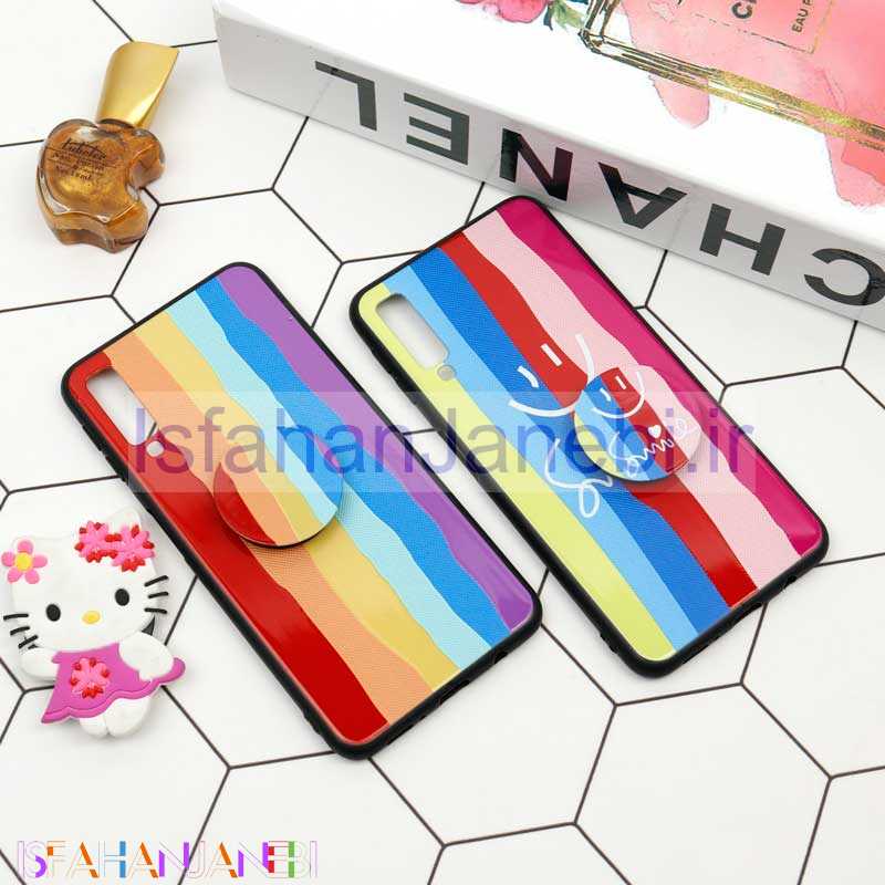 اصفهان جانبی-قاب فانتزی برجسته + پاپ سوکت طرح رنگین کمان سامسونگ A7 2018 سری D