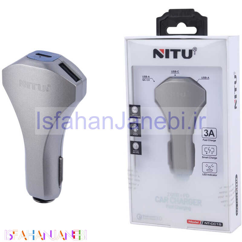 اصفهان جانبی-شارژر فندکی فست شارژر Nitu NT-CC15 QC3.0 PD 3A 18W