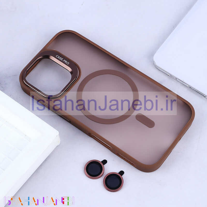 اصفهان جانبی-قاب مگ سیف استندشو با محافظ لنز رینگی آیفون iPhone 16 پشت مات