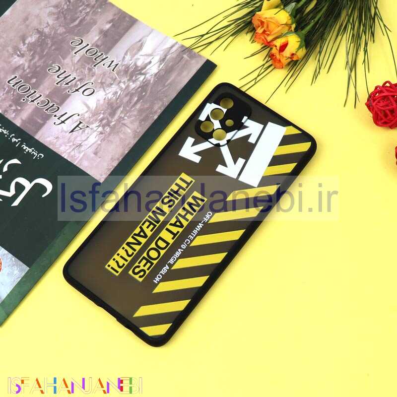 اصفهان جانبی-قاب PC مات محافظ لنزدار طرحدار Off White سامسونگ A71