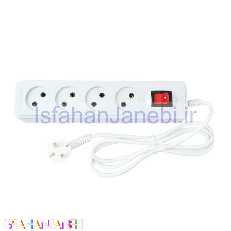 اصفهان جانبی-چند راهی 4 خانه بدون ارت نیک پارت الکتریک با کابل 1٫8 متری مدل PE307