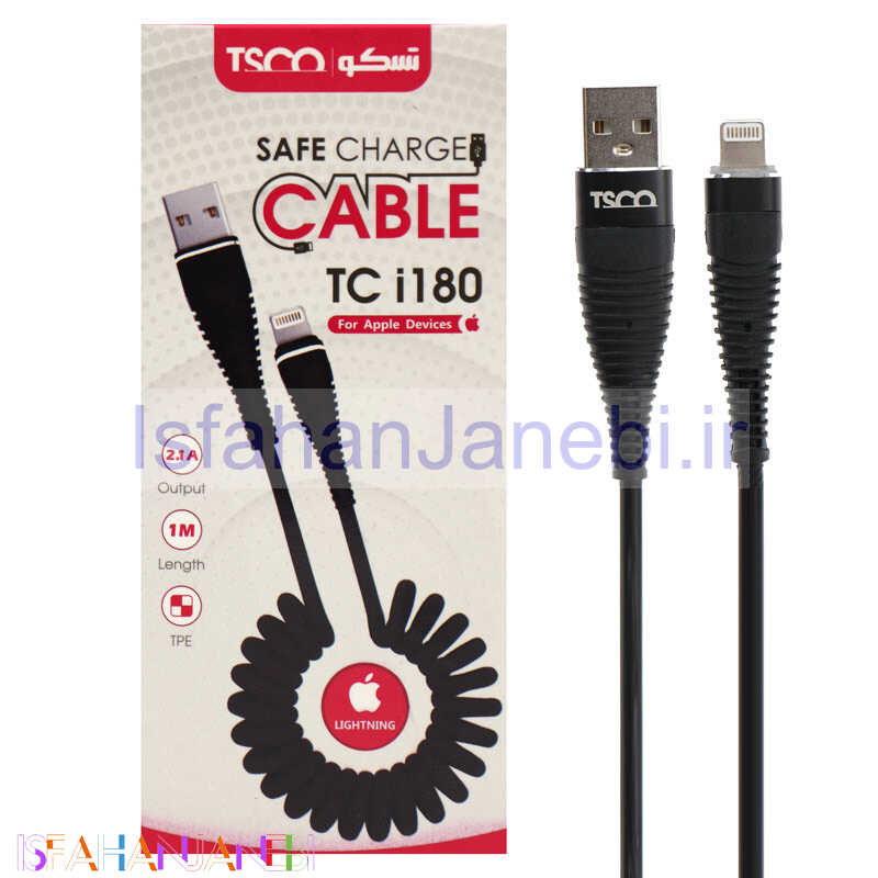 اصفهان جانبی-کابل فنری آیفونی TSCO TC i180 2.1A 1m