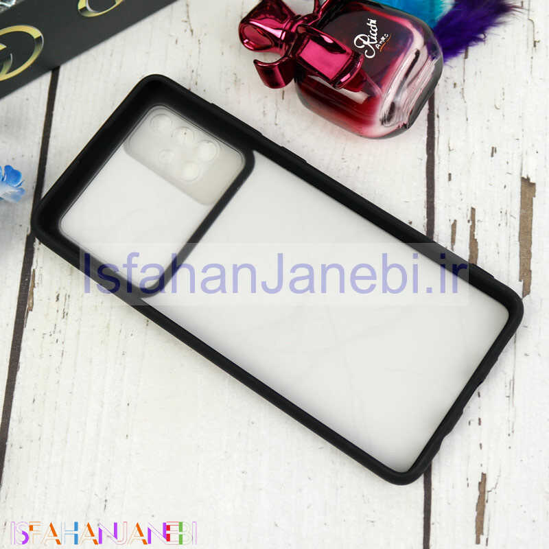 اصفهان جانبی-قاب طرحدار محافظ لنزدار کشویی + پاپ سوکت طرح سنگی مشکی سامسونگ A71 سری C