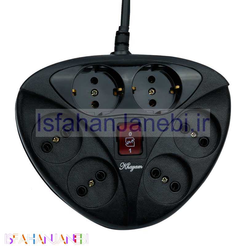 اصفهان جانبی-چند راهی 6 خانه برق ارت دار خیام الکتریک با کابل 2 متری Khayam Electric KH2060