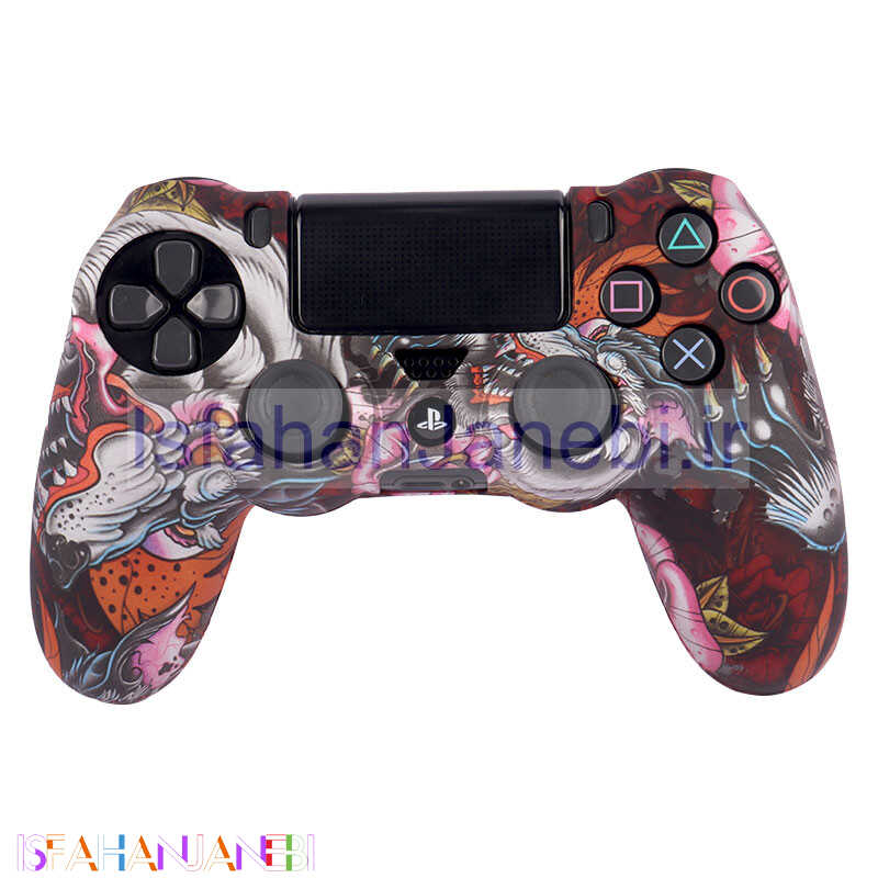 اصفهان جانبی-روکش دسته بازی PS4 طرح اژدها و گل زمینه قرمز