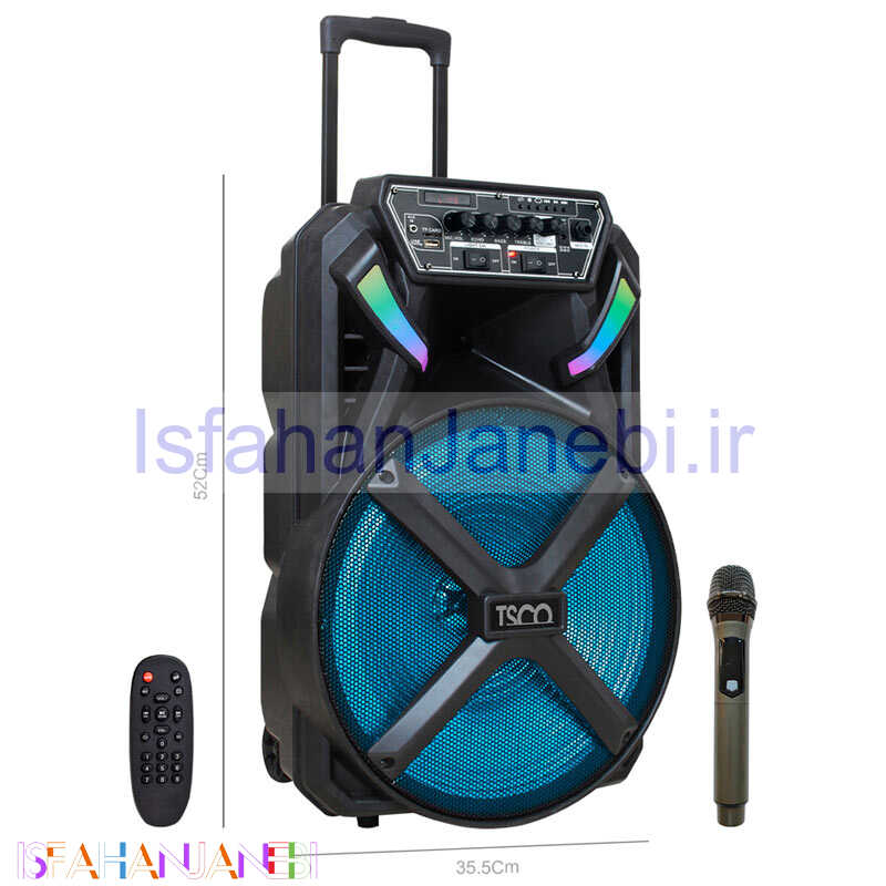 اصفهان جانبی-اسپیکر چمدانی بلوتوثی رم و فلش خور TSCO TS 1890 + میکروفون و ریموت کنترل