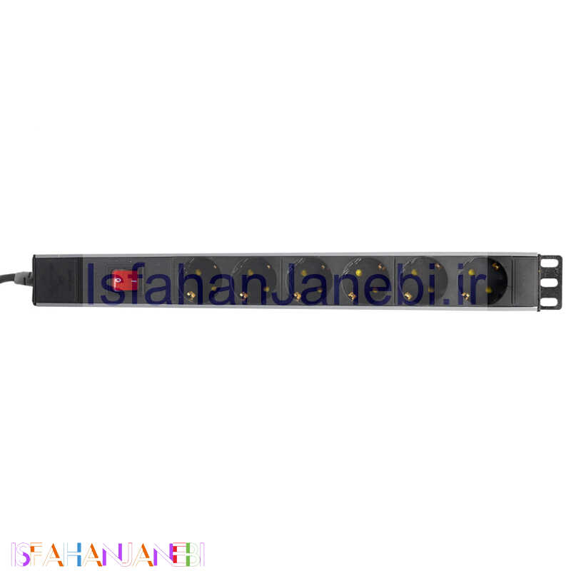 اصفهان جانبی-چند راهی 6 خانه ارت دار پارت الکتریک PE2253 Rack Mount با کابل 1/8 متری