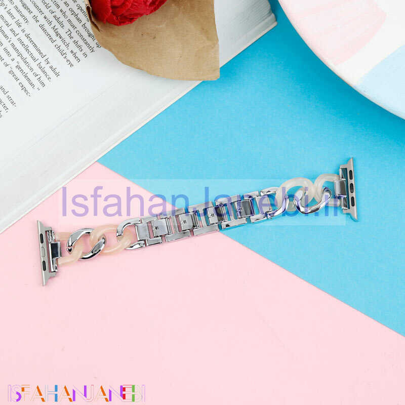اصفهان جانبی-بند اپل واچ رزین سیلور صورتی 38/40mm