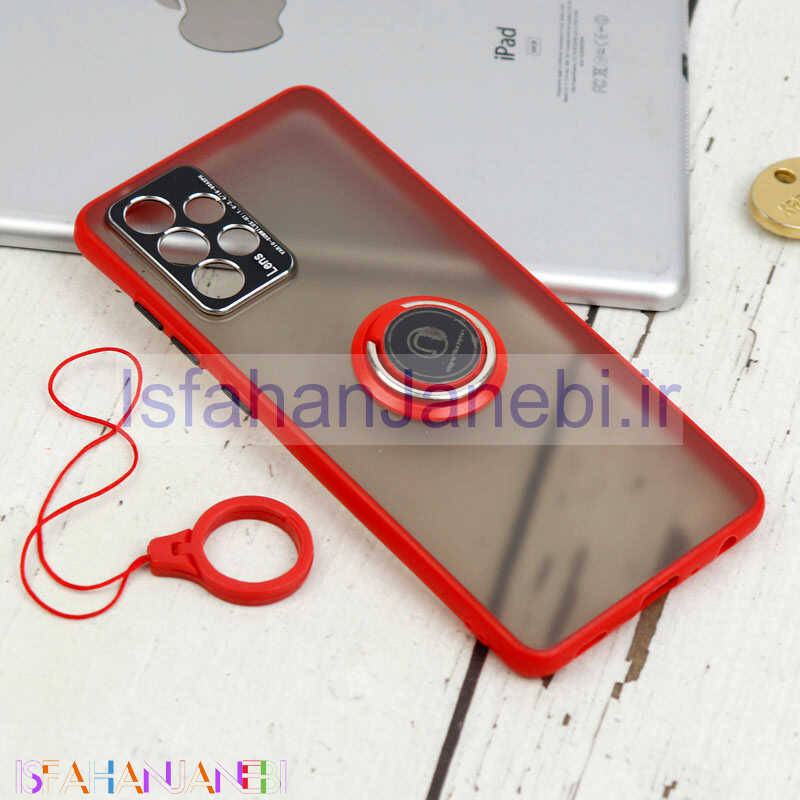 اصفهان جانبی-قاب مات محافظ لنزدار فلزی + هولدر و آویز حلقه ای Samsung Galaxy A72