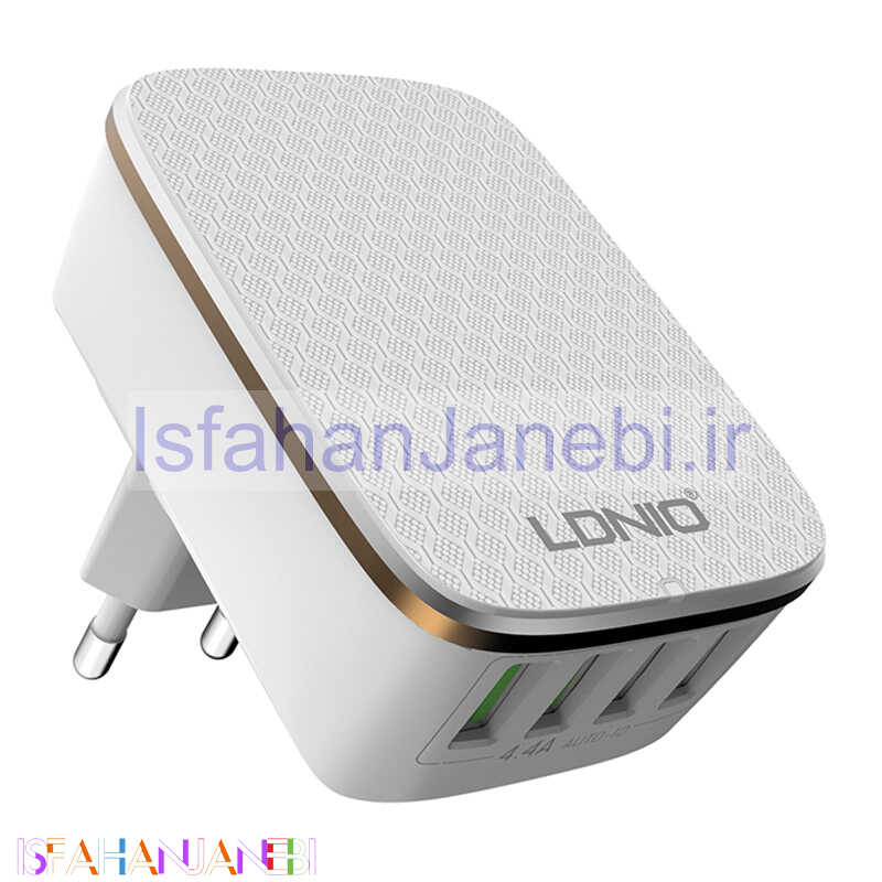 اصفهان جانبی-کلگی شارژ LDNIO A4404 4Port 4.4A 22W + تبدیل EU