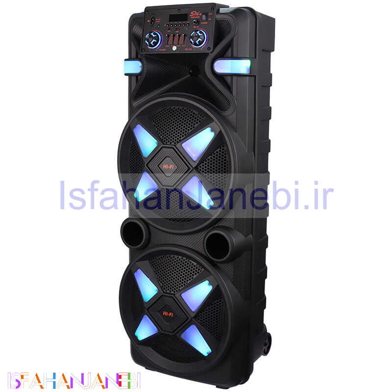 اصفهان جانبی-اسپیکر چمدانی بلوتوثی رم و فلش خور Sing-E ZQS12205 + میکروفون و ریموت کنترل
