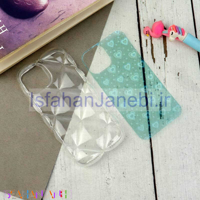 اصفهان جانبی-قاب PC Paffer شفاف قلبی ژله ای iPhone 13
