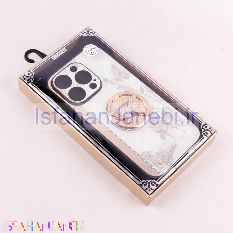اصفهان جانبی-قاب طرح پروانه ای محافظ لنزدار برجسته پاپ سوکت دار iPhone 14 Pro