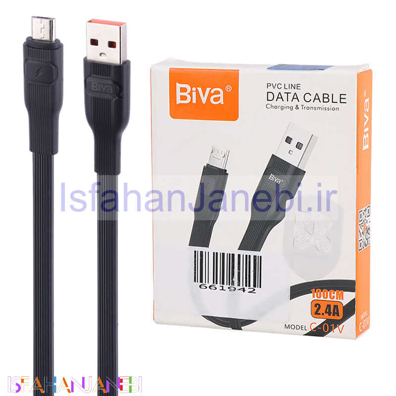 اصفهان جانبی-کابل میکرو یو اس بی فست شارژ Biva C-01V 2.4A 1m