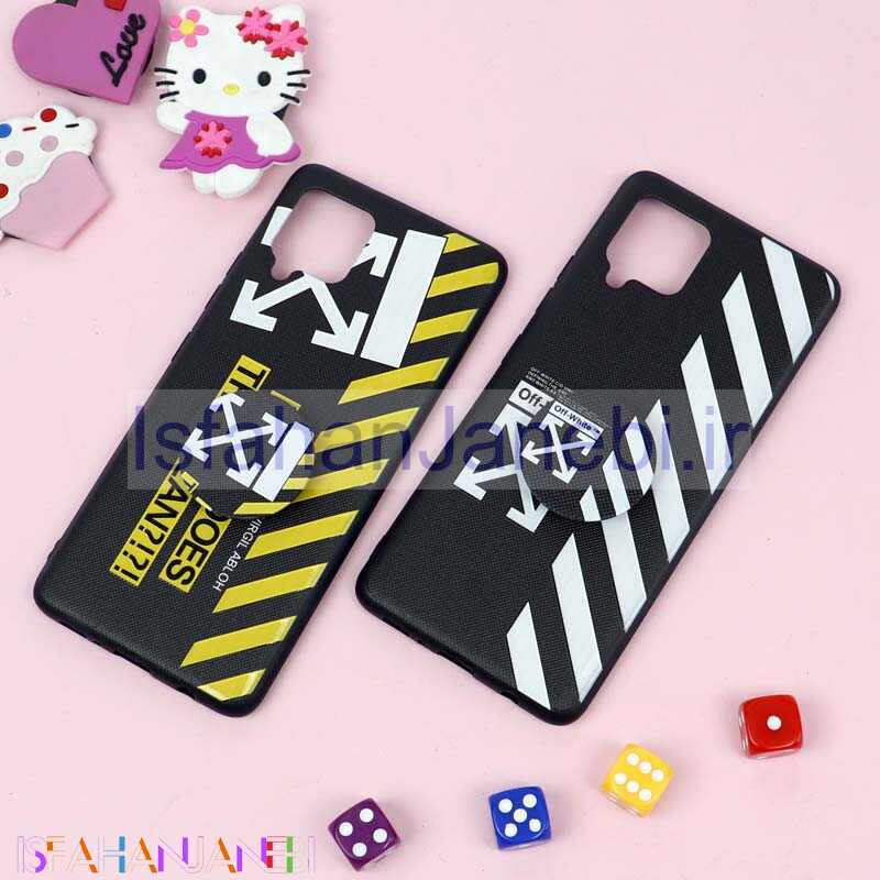 اصفهان جانبی-قاب فانتزی برجسته + پاپ سوکت طرح Off White سامسونگ Samsung Galaxy A42 5G سری D