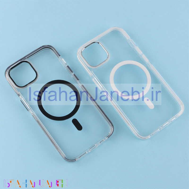 اصفهان جانبی-قاب ژله ای مگ سیف Joyporodo شفاف دور رنگی iPhone 13