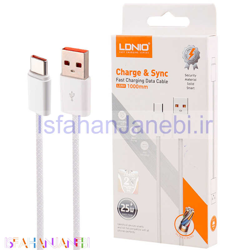 اصفهان جانبی-کابل تایپ سی فست شارژ Ldnio LS901 25W 1m