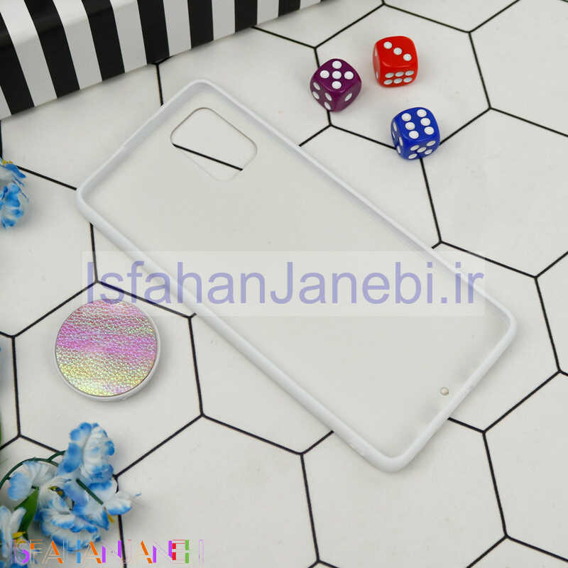 اصفهان جانبی-قاب چرمی هولوگرامی پاپ سوکت دار Samsung Galaxy A71 سفید