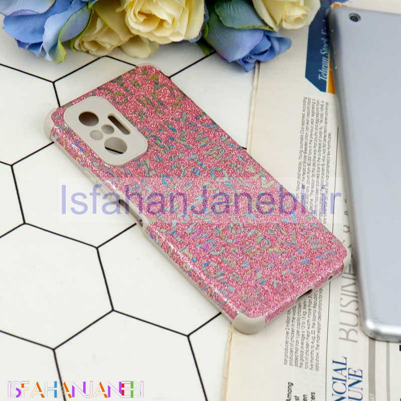 اصفهان جانبی-قاب شاینی سواروسکی محافظ لنزدار طرح لاتین Xiaomi Redmi Note 10 Pro