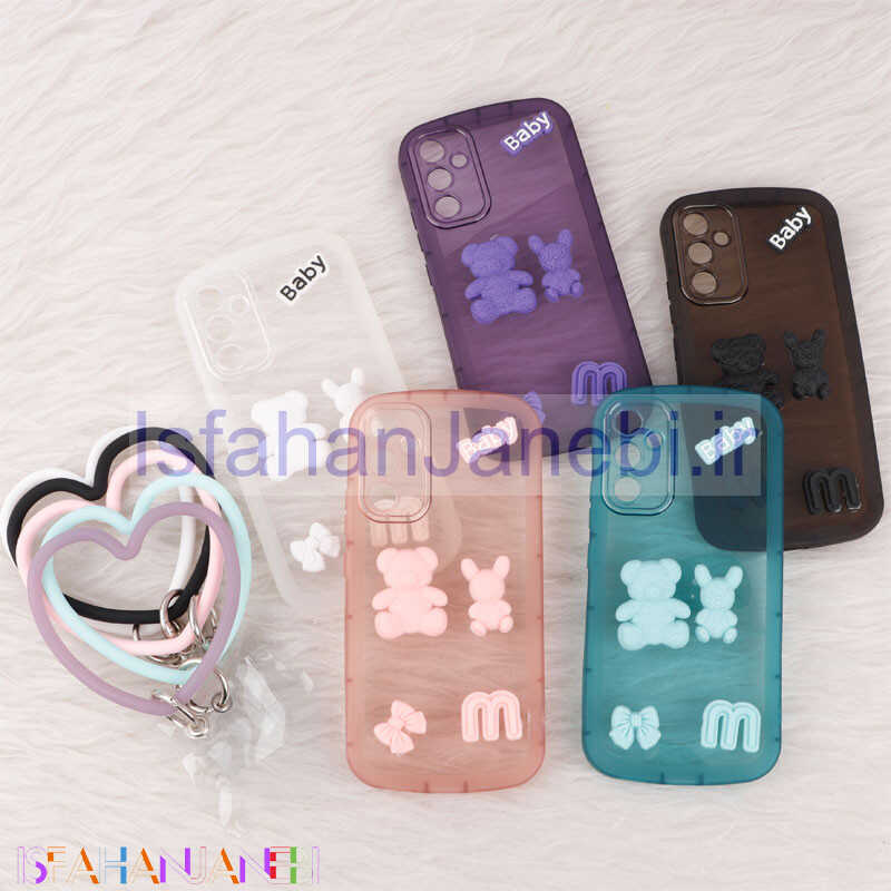 اصفهان جانبی-قاب برجسته عروسکی محافظ لنزدار + آویز قلبی Samsung Galaxy A34