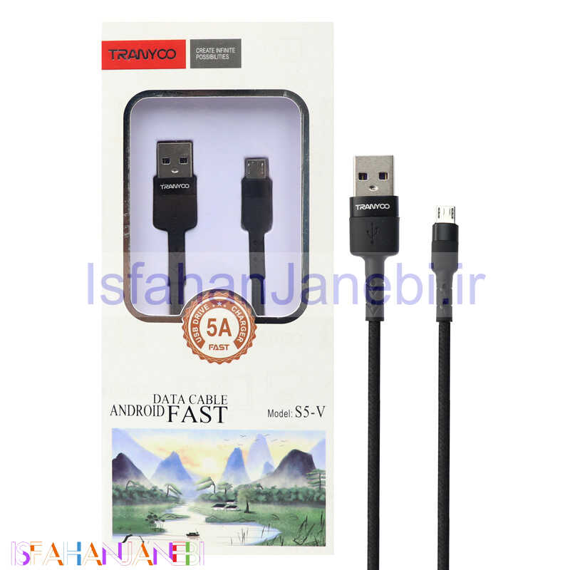 اصفهان جانبی-کابل میکرو یو اس بی فست شارژ Tranyoo S5-V 5A 1m