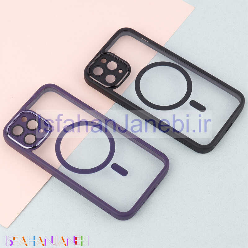 اصفهان جانبی-قاب PC شفاف متال ایرون دور رنگی مگ سیف محافظ لنزدار iPhone 11 Pro