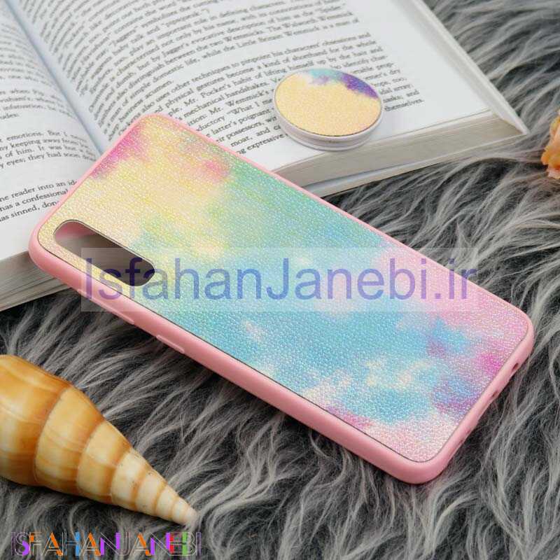 اصفهان جانبی-قاب چرمی هولوگرامی پاپ سوکت دار Samsung Galaxy A30s / A50s صورتی
