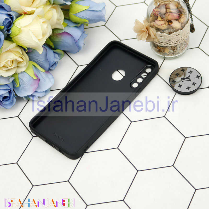 اصفهان جانبی-قاب محافظ لنزدار آینه ای + پاپ سوکت طرح LV مشکی Samsung Galaxy A20s