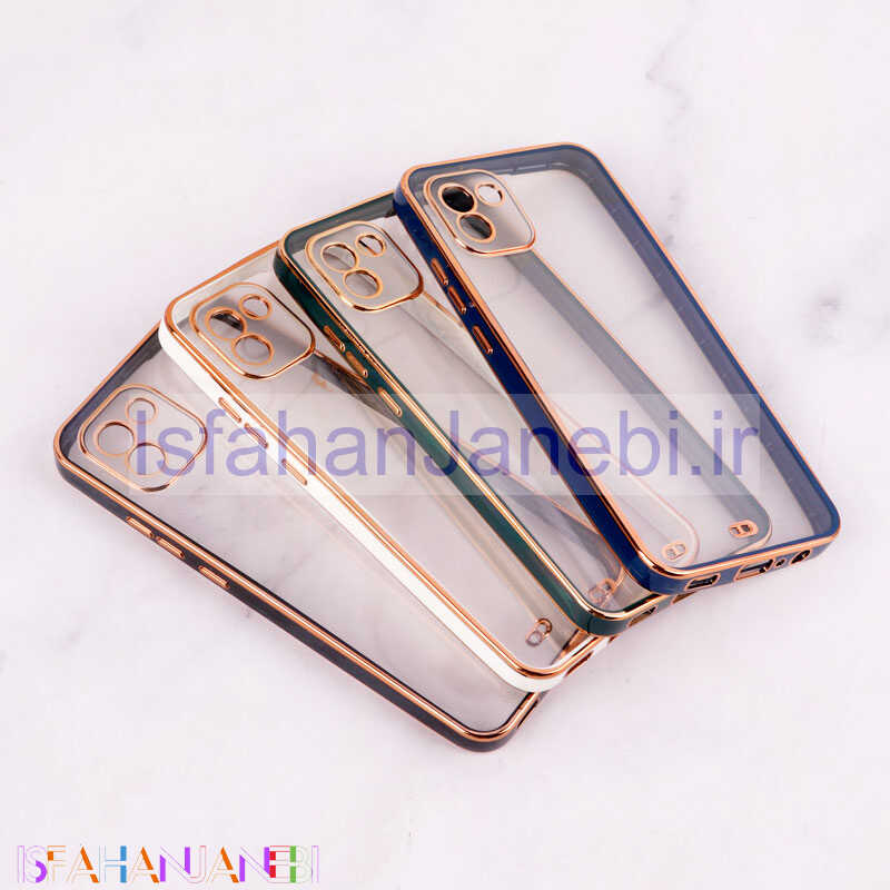 اصفهان جانبی-قاب Chrome دور طلایی محافظ لنزدار Samsung Galaxy A03