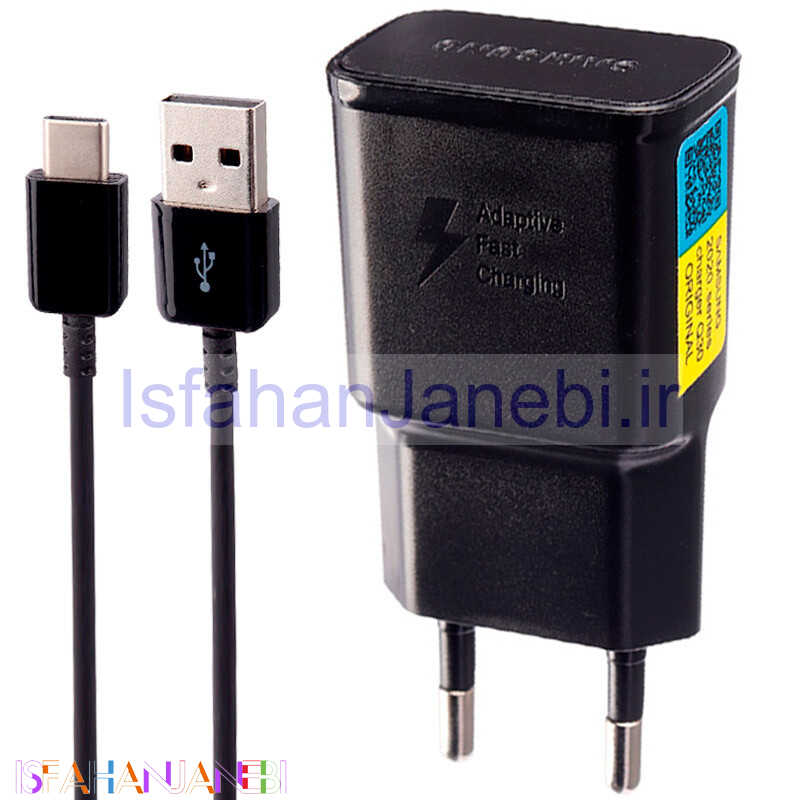 اصفهان جانبی-شارژر دیواری فست شارژ Samsung S10+ EP-TA200 2A QC3.0 PD + کابل تایپ سی