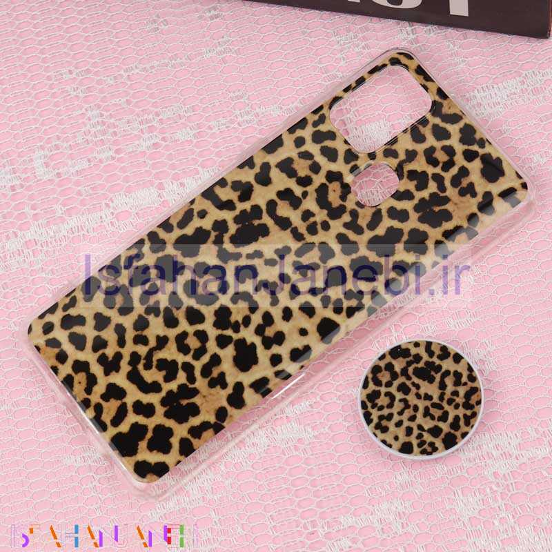 اصفهان جانبی-قاب سوپر IMD دور شفاف پاپ سوکت دار Samsung A21s پلنگی