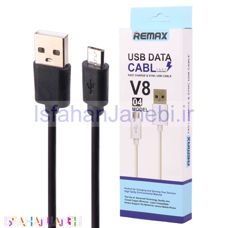 اصفهان جانبی-کابل میکرو یو اس بی فست شارژ Remax V8-04 1m