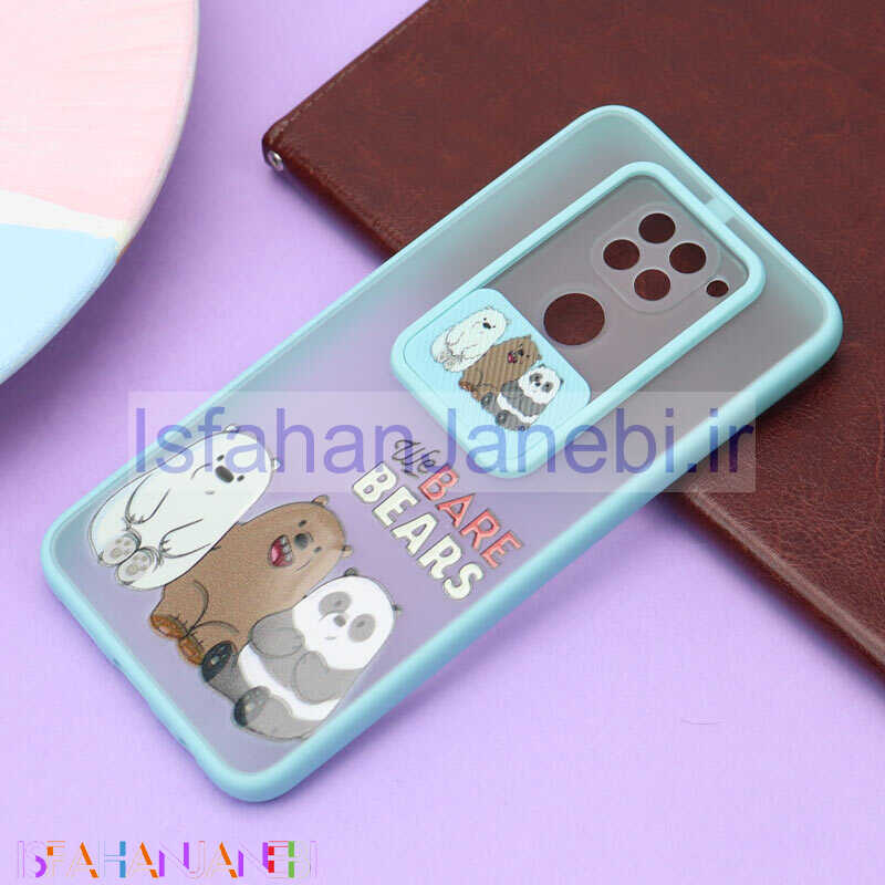 اصفهان جانبی-قاب محافظ لنز دار کشویی طرحدار سبزآبی Xiaomi Redmi Note 9