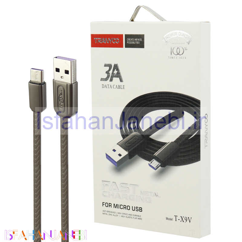 اصفهان جانبی-کابل میکرو یو اس بی فست شارژ Tranyoo T-X9V 3A 1m