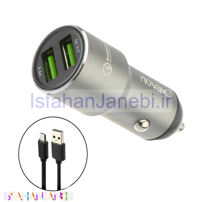 اصفهان جانبی-شارژر فندکی فست شارژ Novax C-301 QC3.0 5.5A 36W + کابل میکرو یو اس بی