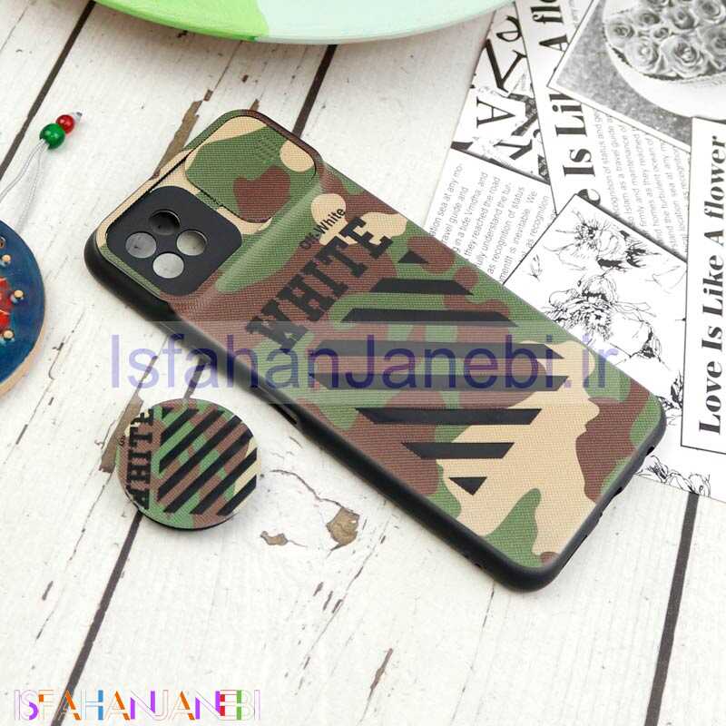اصفهان جانبی-قاب طرحدار محافظ لنزدار کشویی + پاپ سوکت Samsung Galaxy A22 5G سری D