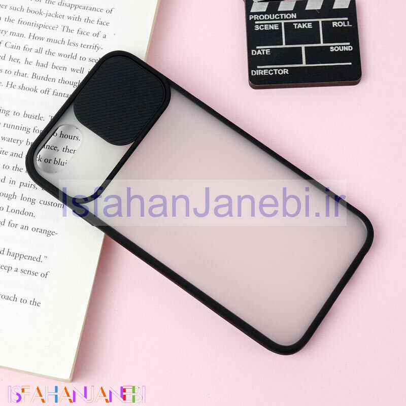 اصفهان جانبی-قاب PC مات محافظ لنز دار کشویی iPhone 7/8 مشکی