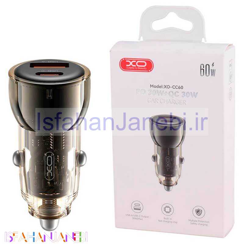 اصفهان جانبی-شارژر فندکی فست شارژ XO XO-CC60 3A QC3.0 PD3.0 30W
