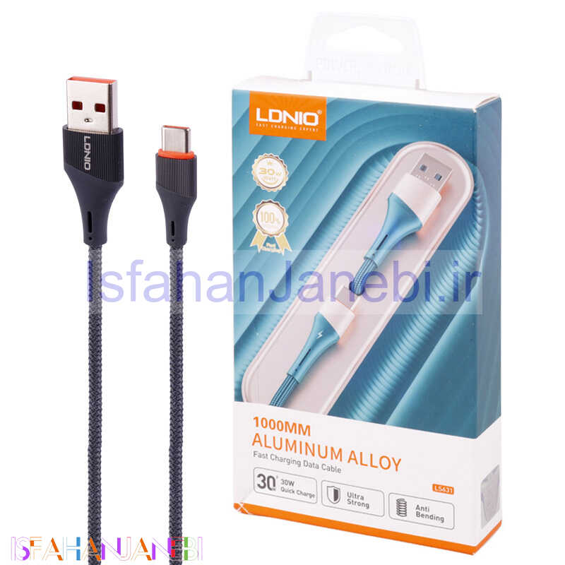 اصفهان جانبی-کابل تایپ سی فست شارژ Ldnio LS631 30W 1m